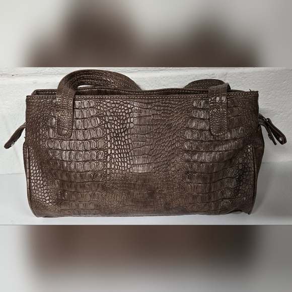 Sag Harbor Brown Shoulder Bag Purse  Croc Embossed Pattern - Picture 4 of 9